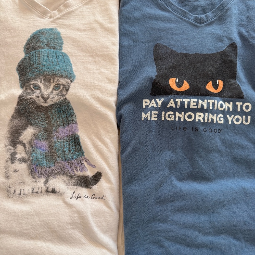 Bundled lot of 2 LIFE IS GOOD V Neck Graphic T Shirts / Women's XL - Picture 2 of 8